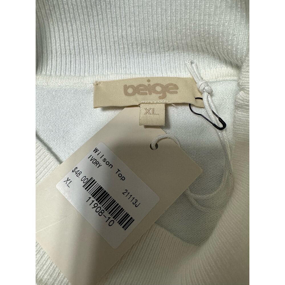 beige Wilson Top Ivory Puffed Shoulders XL - Picture 2 of 3